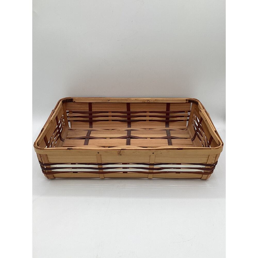 Vintage Bamboo Basket Made In Japan Brown And White